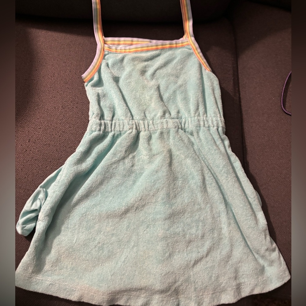 Hanna Andersson 3T Light Blue Kids Swim Coverup with Striped Straps
